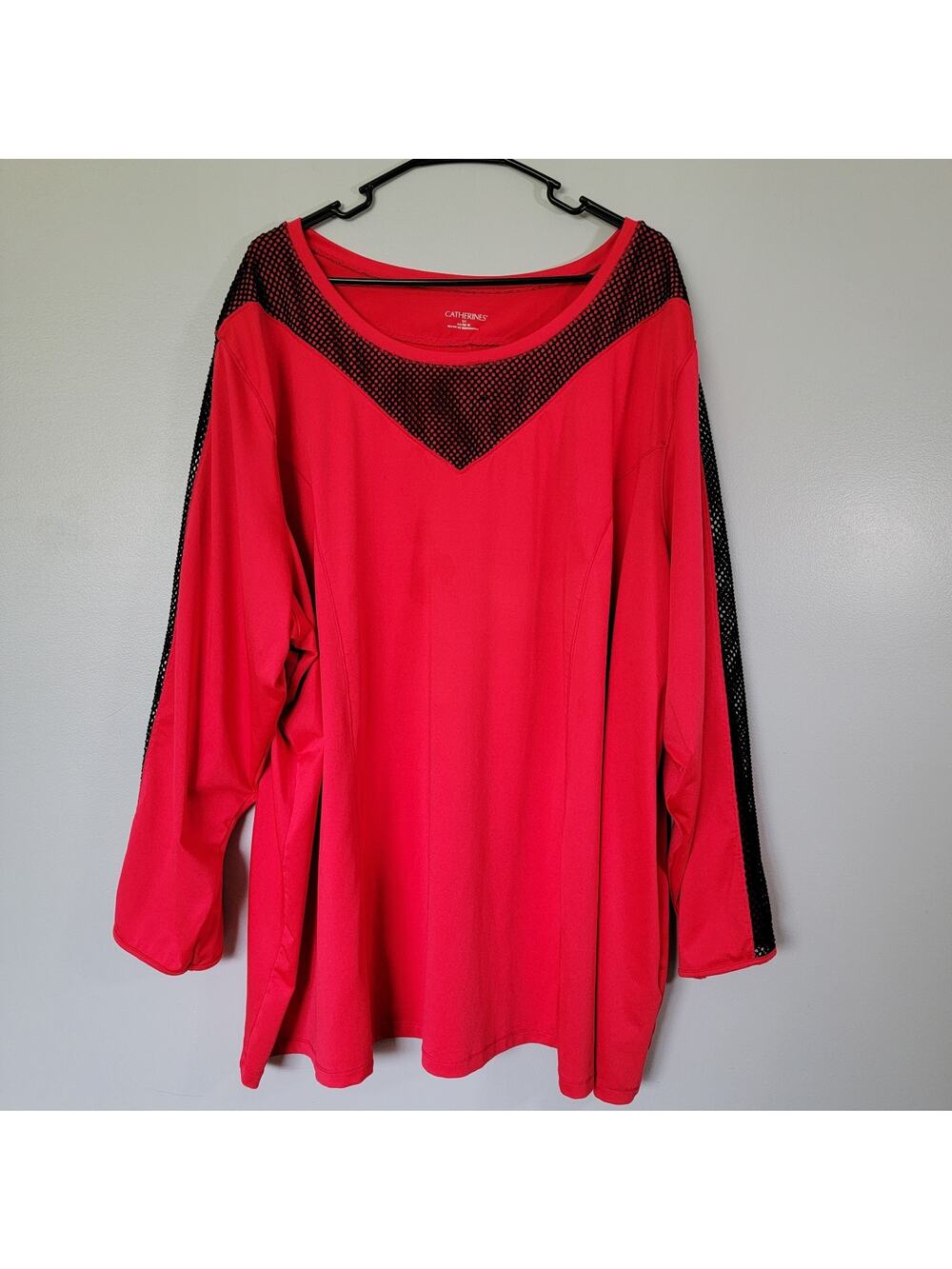 Catherines Fuchsia Pink Top Blouse Womens 5X Athleisure Dopamine Casual Sporty